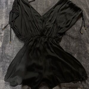Elegant Satin Black Romper